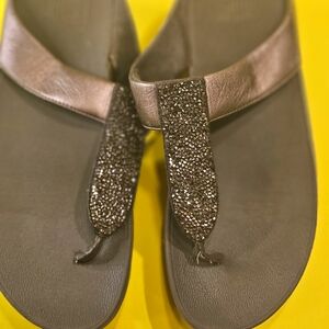 Bundle deal FitFlop Metallic  Beaded Silver Gem Platform Sparkly Sandals